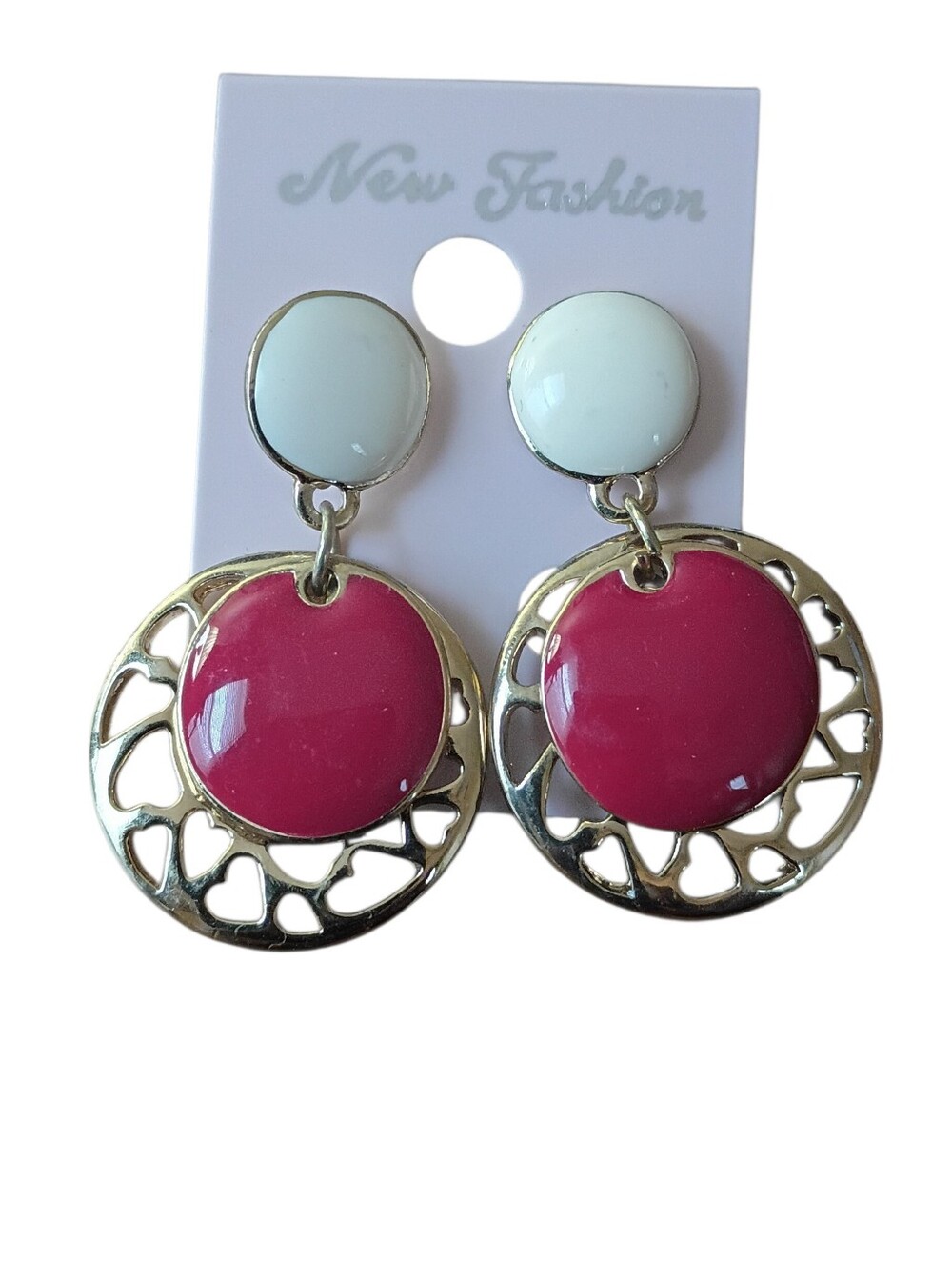 Earrings Women’s Pink and White Drop Earrings Fashion Statement Jewelry